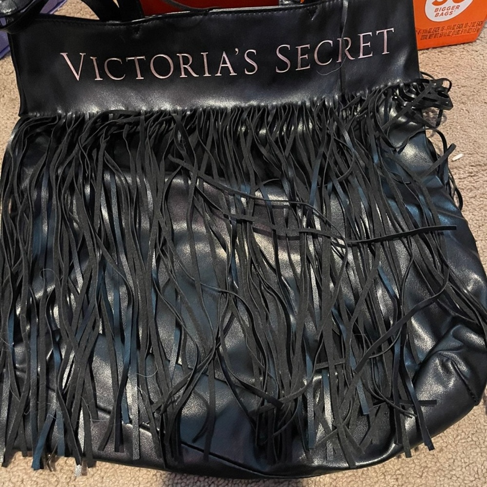 Victoria's Secret Black Fringe Bag nwt